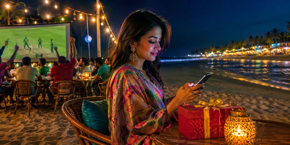 কক্সবাজার সমুদ্র সৈকতে মোবাইলে ক্রিকেট বেটিং করছেন একজন ব্যবহারকারী